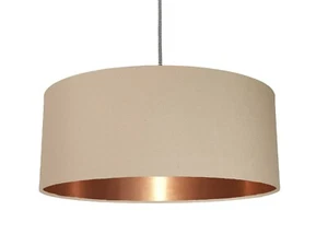 Paralume in tessuto beige fatto a mano *6 fodere metalliche spazzolate* rame champagne - Foto 1 di 25