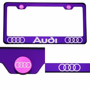 T304 Candy Purple License Plate Frame Stainless Steel Silver Audi Laser Etched - Picture 1 of 11