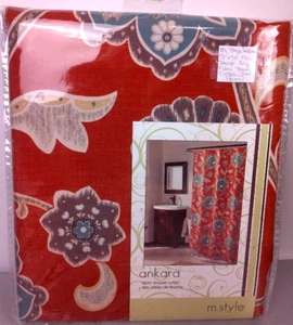M Style Ankara 72"X72" Floral Design Polyester Fabric Shower Curtain - New - Picture 1 of 9
