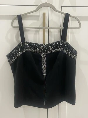 Blusa formal Louise Ricci LR Top Mujer 16 Sin mangas Negra Estrás con cremallera Foto 1 de 4