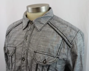 Buckle Black Label Mens Shirt Size L Slim Fit Button Front Long Sleeve Gray - Picture 1 of 9