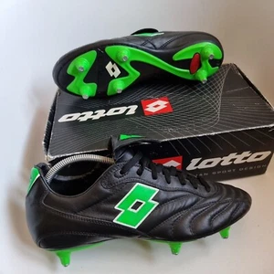 Botas de fútbol Lotto Stadio para hombre talla 8,5 hechas en Italia cuero negro - Imagen 1 de 7