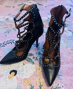 Givenchy Black Leather Caged Metal Studs Pumps High Heel Shoes Size 36 / 5.5 - Picture 1 of 13
