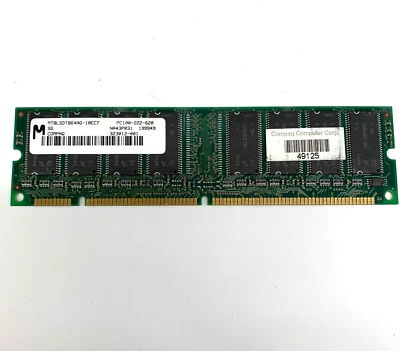 Compaq PC100 MEMORIA SDRAM PC100-222-620 P/N: 323012-001 49125 De colección Foto 1 de 2