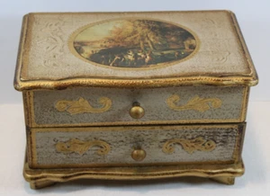 Joyero Estilo Florentino Musical De Colección Reproduce Ayer Paisaje Pastoral Tapa - Imagen 1 de 11