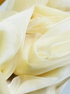 Chiffon Light Lemon Yellow Champagne Color Fabric Sheer 58" by Yard - Picture 1 of 3