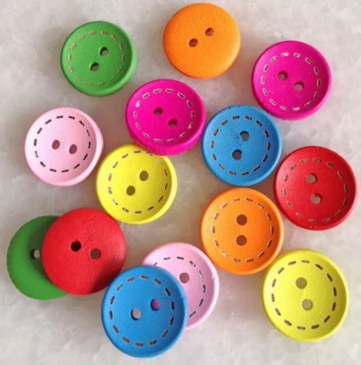 DIY 100pcs Mixed Color Round shape 2 hole Resin Sewing Buttons Crafts Znk014 - Image 1 of 4