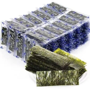100 Sheets Roasted Seasoned Seaweed Snack Thai Korean Salt Flavor Crispy Natural - Picture 1 of 6