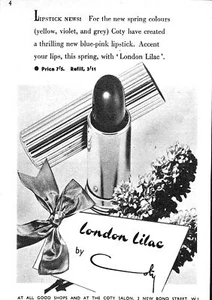 1951 Advert for COTY 'London Lilac' Lipstick Small Vintage Cosmetics Print Ad - Foto 1 di 1