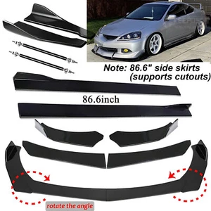 Fits Acura RSX DC5 Front Bumper Lip Splitter Spoiler + Side Skirts + Strut Rods - Picture 1 of 11