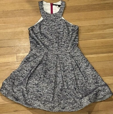 Vestido de fiesta Jay Godfrey azul tweed calce brillante y estilo 708 talla 6 Foto 1 de 4