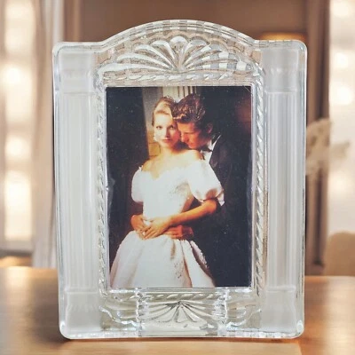 VTG Mikasa Crystal Picture Frame Cotillion Frost Glass Columns Japan 4 in READ - Image 1 of 4