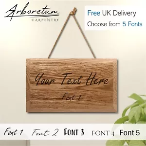 Custom Text Engraved Wooden Sign / Plaque - Gift - Personalised 5 Fonts - Oak - Picture 1 of 11