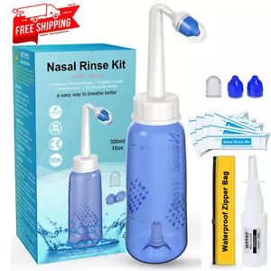 40 Salt Sachets Nasal Flush Kit Neti Pot Sinus Rinse Nose Wash 300 ml Bottle - Picture 1 of 11