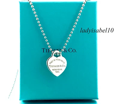 $625 Return To Tiffany & Co. Collar con Cuentas Etiqueta Corazón Plata con Bolsa - Auténtico Foto 1 de 4