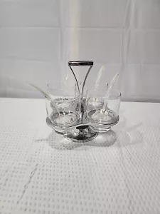 Mid Century Modern Westfield Glass Chrome/Wood Relish Susan With Spoons - Picture 1 of 11