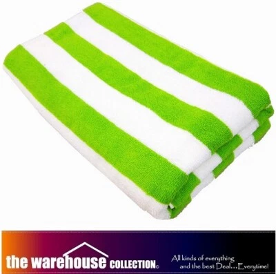  Striped 100% Cotton Lime Green Striped Pool Beach Bath Towel 75x150cm Towels - image 1 of 2