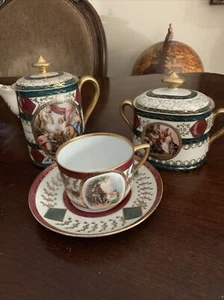 Royal Vienna Czechoslovakia Coffee Tea Set 4 Pieces See Detail - Picture 1 of 9