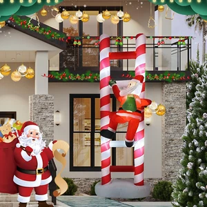 10FT Hanging Christmas Inflatables, Outdoor Christmas Blow up Climbing Santa Cla - Picture 1 of 7