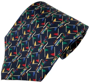 VTG Jos A Bank Executive Men's Tie Golf Bag Foulard on Navy Blue Silk USA - Picture 1 of 5
