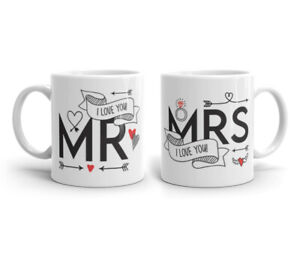 Set of 2 Mugs Mr & Mrs - His Hers Marriage Wedding I Love You Mug Gift #78805