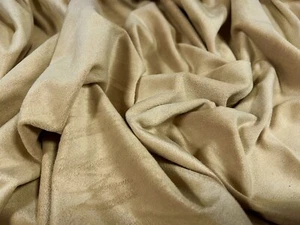 Faux Suede Spandex Jersey Fabric, Per Metre - Plain - Golden Tan - Picture 1 of 3