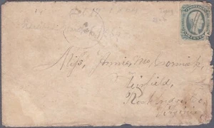 Confederate Postal Cover Bearing a #12KB Ten Cent Stamp - Picture 1 of 2