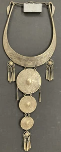 Vintage MIAO CHINESE MINORITY HILL TRIBE Silver Necklace Pectoral Tribal Asian - Picture 1 of 13