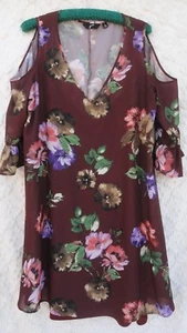 Gnw NEW Dress Misses XL Polyester Lined Burgundy Green Purple NWT - Picture 1 of 8