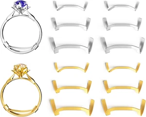 Juego de protectores de anillos de metal relleno, paquete de 12, 3 tamaños para anillos sueltos, oro y plata - Imagen 1 de 12