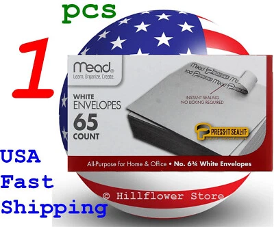 1 X Mead 75028 3 5/8 X 6.5 #6 65 piece/box white envelope with free trk# - Image 1 of 4