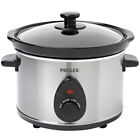 Prolex Slow Cooker Stainless Steel Tempered Glass Lid & Removable Ceramic Pot