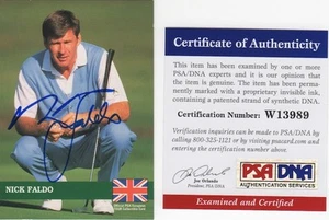 NICK FALDO MULTI-MAJOR CHAMPIONSIGNED 1991 COLLECTORS CARD PSA - Foto 1 di 1