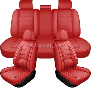Fit For Honda Leather 5-Seat Car Seat Front Rear Full Set Cushion Red - Picture 1 of 11
