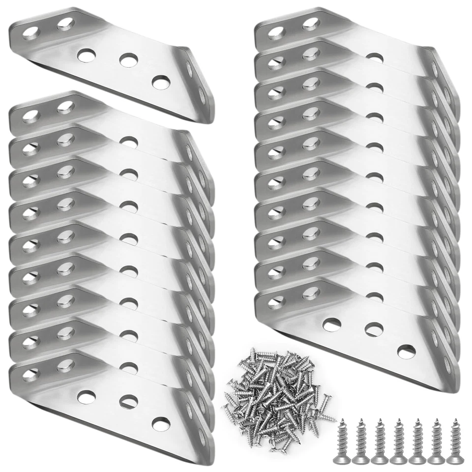 Staffa angolare, 20 staffe angolari in acciaio inox per legno, (w2U) - Immagine 1 di 1