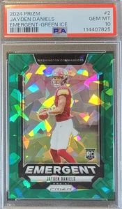 JAYDEN DANIELS RC PSA 10 GEM MT 2024 Prizm EMERGENT GREEN ICE PRIZM #2 - Picture 1 of 2