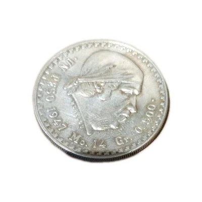 1947-Mo PESO mexicano Jose Morelos 0.500 MOEDA DE PRATA KM#456 - Imagem 1 de 3