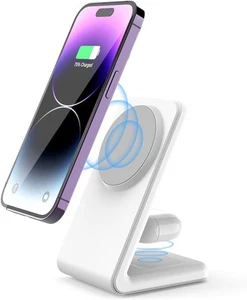 Magnetic Wireless Charger 2 in 1 - 15W Qi Wireless Charging Station, Designed... - Picture 1 of 8