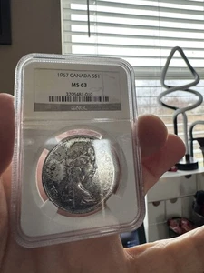1967  Canada Silver One Dollar Graded NGC MS63 - Picture 1 of 4