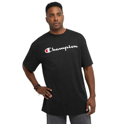 Champion Men’s Big & Tall Short Sleeve Script Cotton T-Shirt, Size/Color Options - Image 1 of 4
