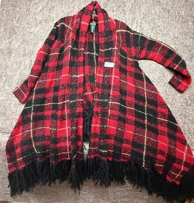 Lauren Ralph Lauren 披肩披肩羊毛混纺罕见马术西部学院风 S/M — 第 1/4 张图片