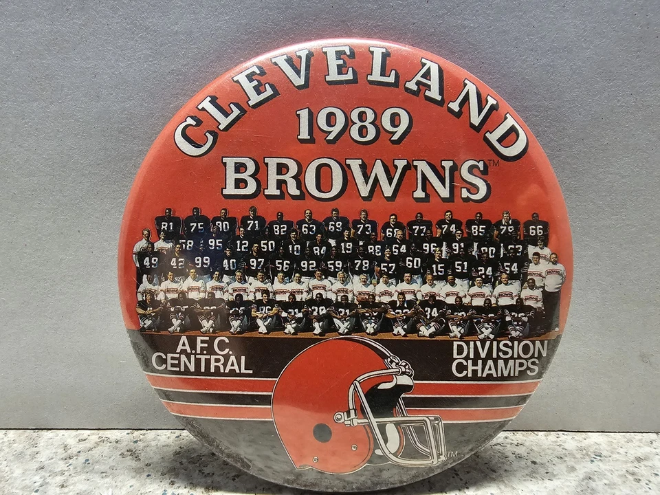 Cleveland Browns NFL 1989 AFC Central Div Champs Button Vintage - Image 1 of 4