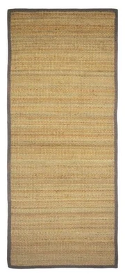 Alfombra de yute tejida a mano con borde gris - Alfombra de piso de fibra natural ecológica Foto 1 de 3