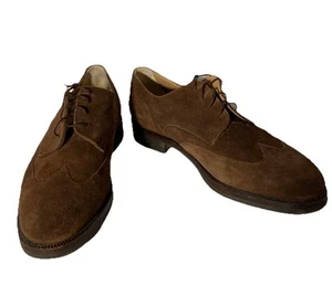 BROOKS BROTHERS Mens Brown Suede Derby Wingtip Oxfords-Sz 11.5-Made In Italy-NEW - Picture 1 of 7