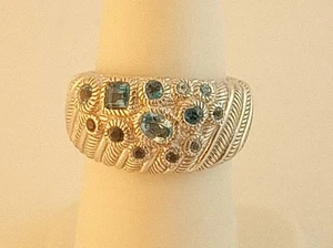 Judith Ripka Thailand Blautopas Sterlingsilber Ring Gr. 6 strukturiert - Bild 1 von 13