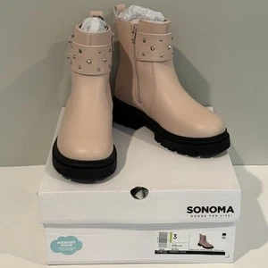 Sonoma Zoellaa Blush Stivaletti Scarpe, Zip Memory Foam, Ragazze’ 3 Nuovi con scatola - Foto 1 di 17