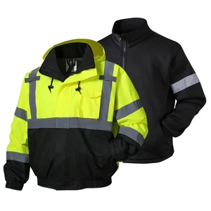 3-in-1 High Visibility Winter Bomber Jackets Zip Out Fleece Liner Reflective ... - Picture 1 of 5
