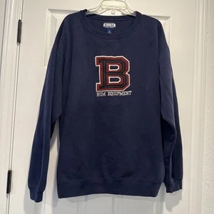 Vintage BUM Equipment Sweatshirt Mens XL Blue Varsity B Patch Logo Rare! - Picture 1 of 8