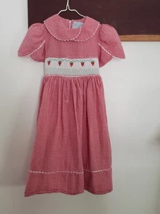 DRESS SMOCKED LULI & ME SIZE 5DESIGNER FASHION STRAWBERRY BERRY THEME - Picture 1 of 9
