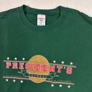 Vintage Presidents Club Retreat Graphic T Shirt Green Jerzees Mens XL 90s USA - Picture 1 of 8